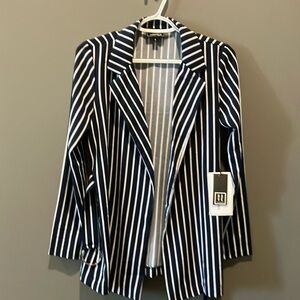 HAVE women’s navy blue and white mid long length blazer striped jacket size s